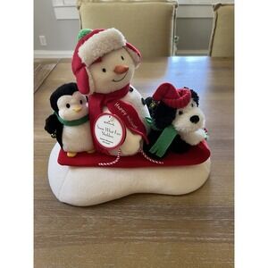 Hallmark 2007 Musical Snowman Jingle Pals Snow What Fun Sledders Penguin Dog NWT